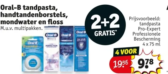 Aanbieding: Tandpasta, handtandenborstels, mondwater en floss