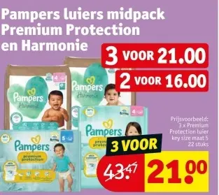 Aanbieding: Pampers luiers midpack Premium Protection en Harmonie
