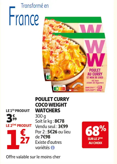 Offre: Poulet curry coco