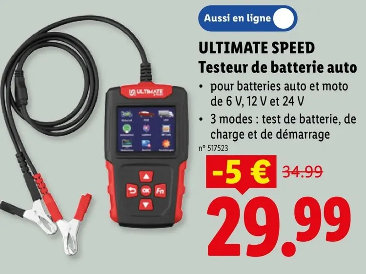 Offre: ULTIMATE SPEED Testeur de batterie auto