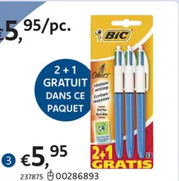 Offre: Bic Stylo à bille 4 couleurs - 3 pièces