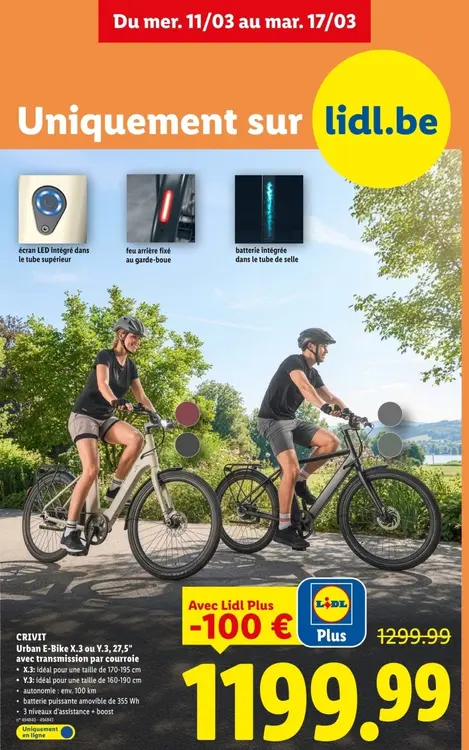 Offre: Urban E-Bike X.3 ou Y.3, 27,5"