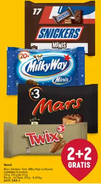 Offre: Mars, Snickers, Twix, Milky Way ou Bounty