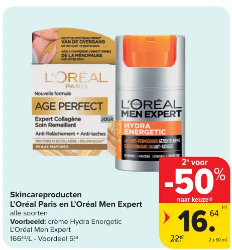 Promotie: Skincareproducten L'Oréal Paris en L'Oréal Men Expert