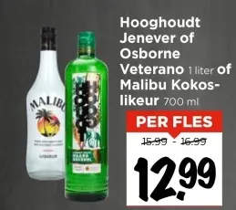 Aanbieding: Hooghoudt Jenever of Osborne Veterano Malibu Kokoslikeur