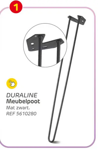 Aanbieding: Duraline meubelpoot draad staal 72cm mat zwart