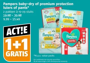 Aanbieding: Pampers baby-dry of premium protection luiers of pants*