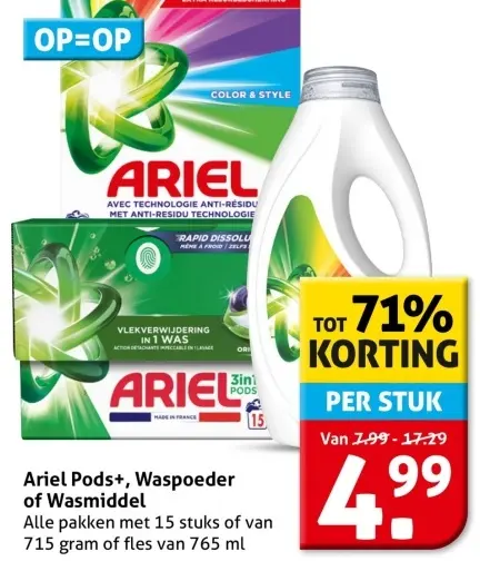 Aanbieding: Ariel Pods+, Waspoeder of Wasmiddel