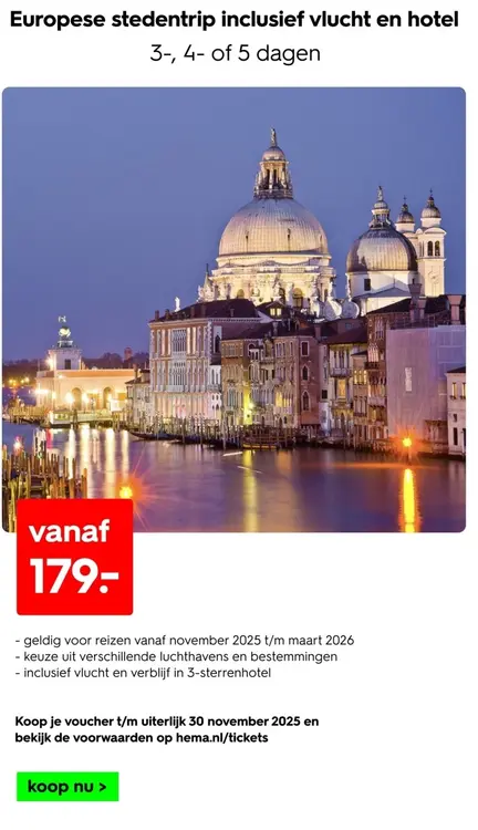 Aanbieding: Europese stedentrip inclusief vlucht en hotel