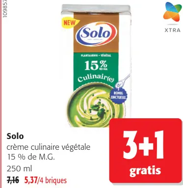 Offre: crème culinaire végétale