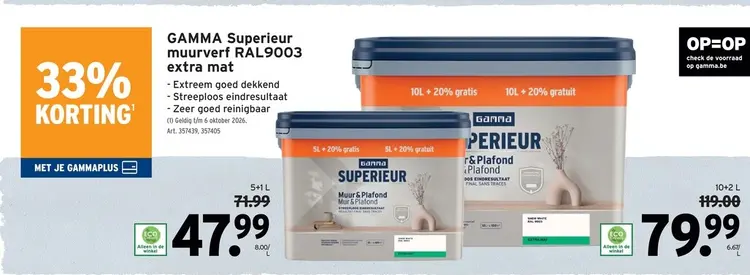 Promotie: Superieur muurverf RAL9003 extra mat
