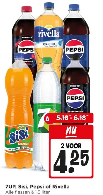 Aanbieding: 7UP, Sisi, Pepsi of Rivella