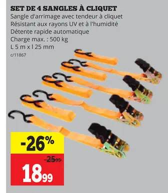 Offre: Set de 4 sangles à cliquet