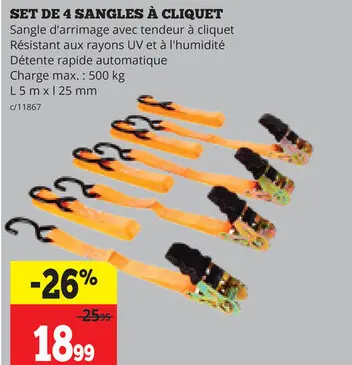 Offre: Set de 4 sangles à cliquet