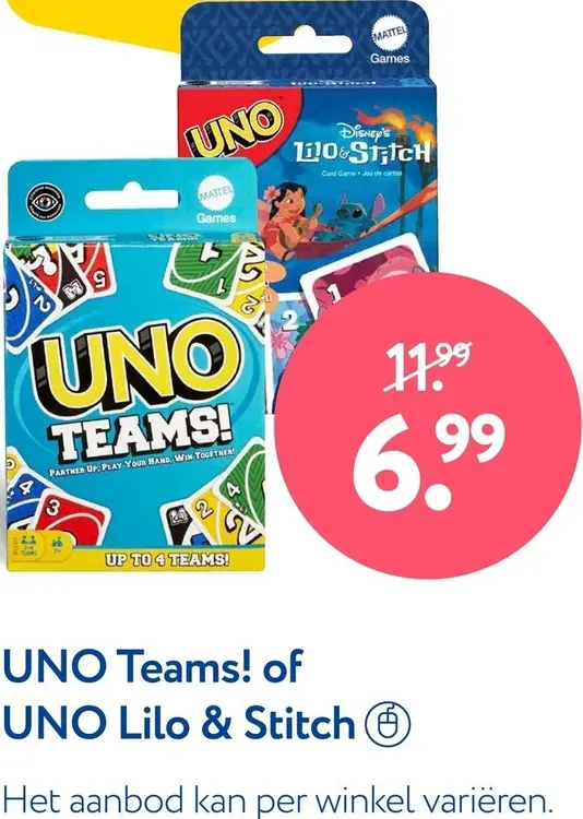 Aanbieding: UNO Teams! of UNO Lilo & Stitch