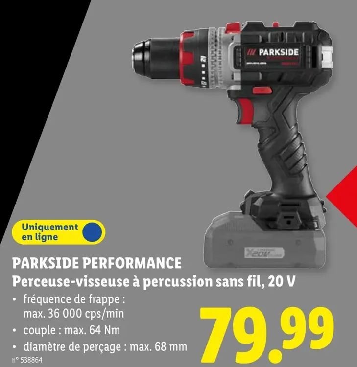 Offre: PARKSIDE PERFORMANCE Perceuse-visseuse à percussion sans fil