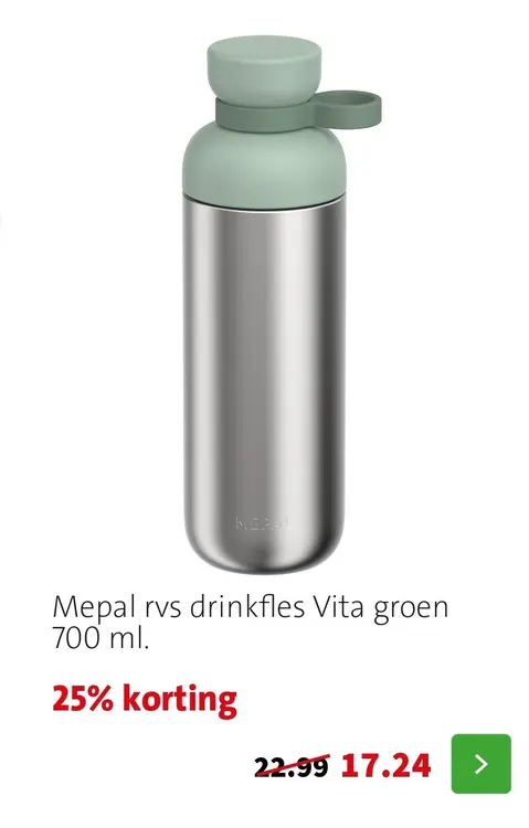Aanbieding: Mepal rvs drinkfles Vita groen