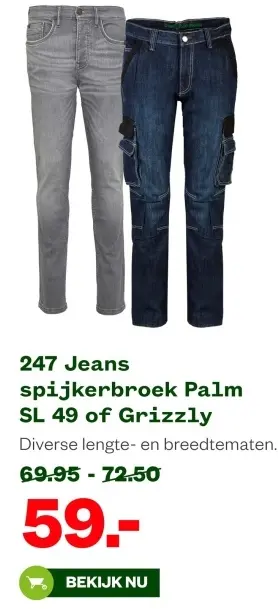 Aanbieding: spijkerbroek Palm SL 49 of Grizzly