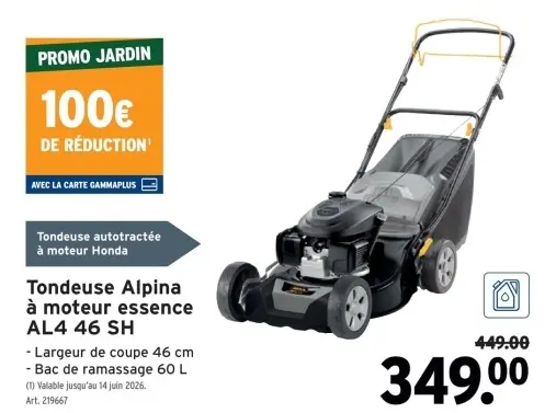 Offre: Tondeuse autotractée à moteur Honda Tondeuse 