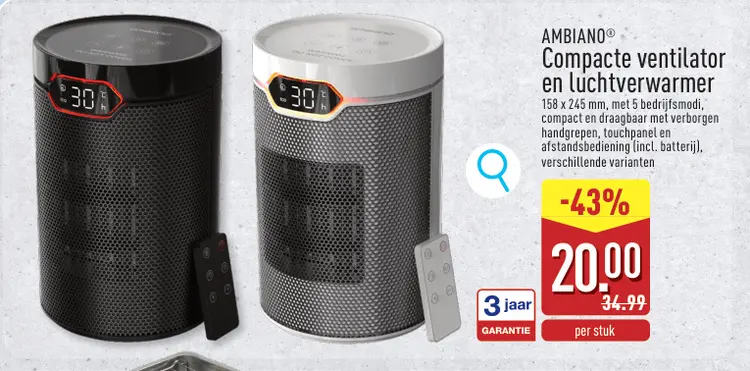 Promotie: Compacte ventilator en luchtverwarmer