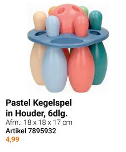 Aanbieding: Kegelspel Pastel in Houder, 6dlg.
