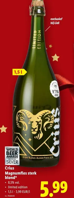 Promotie: Crius Magnumfles sterk blond