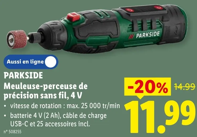 Offre: Meuleuse-perceuse de précision sans fil, 4 V