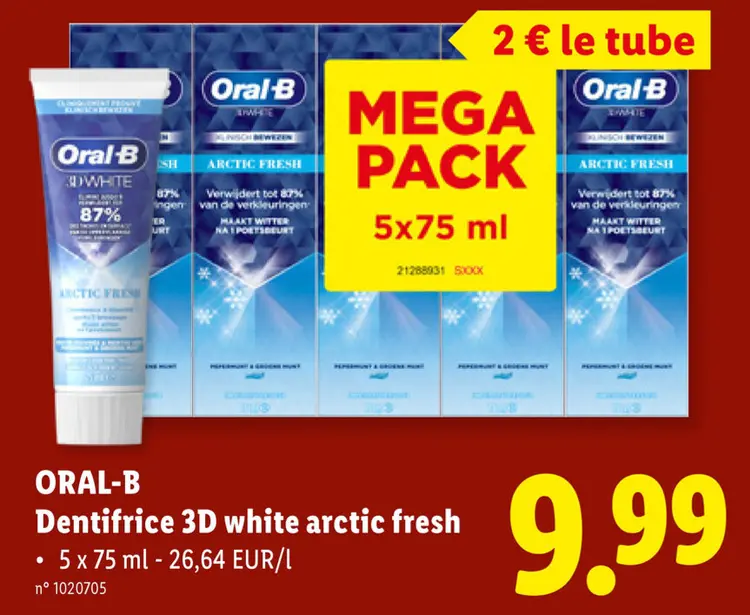 Offre: Dentifrice 3D white arctic fresh