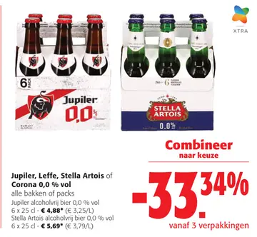 Aanbieding: Jupiler, Leffe, Stella Artois of Corona 0,0% 