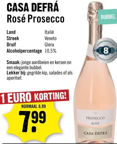 Aanbieding: Casa Defra Rosé Prosecco 75 cl