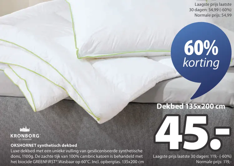 Promotie: OKSHORNET synthetisch dekbed