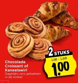 Chocolade Croissant of Kaneelswirl