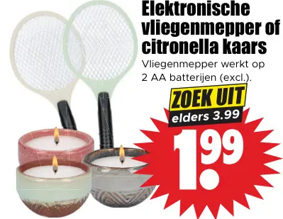 Aanbieding: Elektronische vliegenmepper of citronella kaars