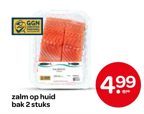 Aanbieding: zalm op huid