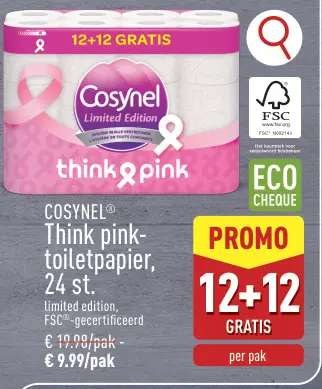 Promotie: COSYNEL® Think pink-toiletpapier