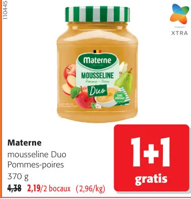 Offre: mousseline Duo Pommes-poires