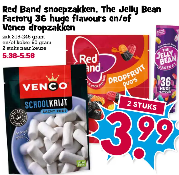 Aanbieding: Snoepzakken, The Jelly Bean Factory 36 huge flavours en/of Venco dropzakken