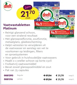 Aanbieding: Vaatwastabletten Platinum