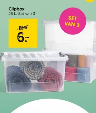 Aanbieding: Clipbox 25 liter - 44x31x23 cm - set van 3