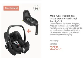 Aanbieding: Maxi-Cosi Pebble pro i-size black + Maxi-Cosi