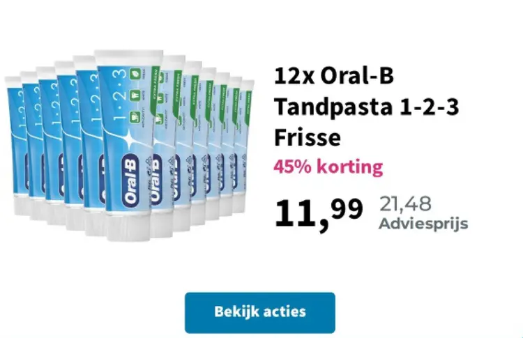 Aanbieding: Tandpasta 1-2-3 Frisse