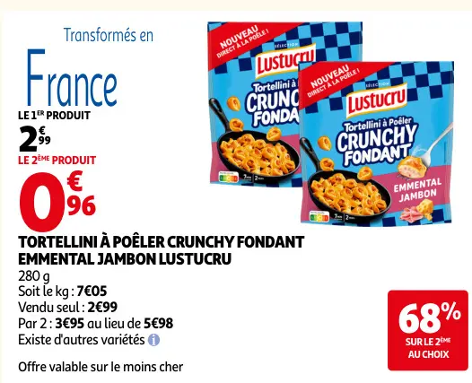 Promotie: Tortellini à Poêler Crunchy Fondant Emmental 