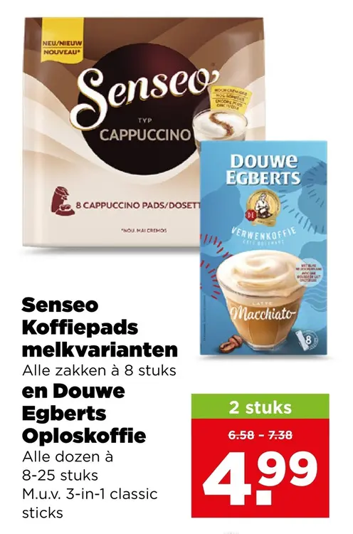 Aanbieding: Senseo Koffiepads melkvarianten en Douwe Egberts oploskoffie