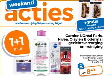 Aanbieding: Garnier, L'Oréal Paris, Nivea, Olay en Biodermal gezichtsverzorging en reiniging
