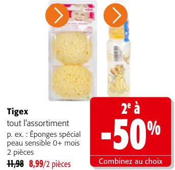 Offre: Tigex Tout l'assortiment éponges