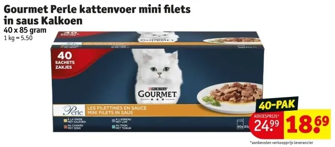Promotie: Gourmet Perle kattenvoer mini filets in saus Kalkoen