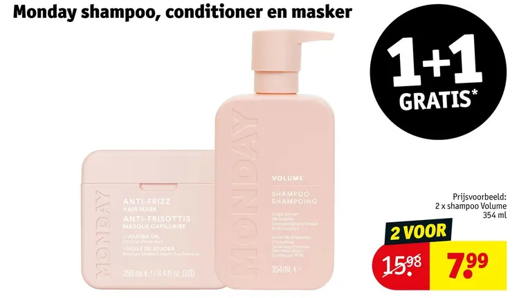 Promotie: Monday shampoo, conditioner en masker