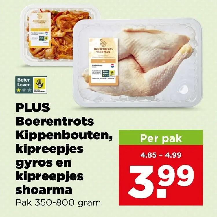 Aanbieding: Boerentrots Kippenbouten, kipreepjes gyros en kipreepjes shoarma