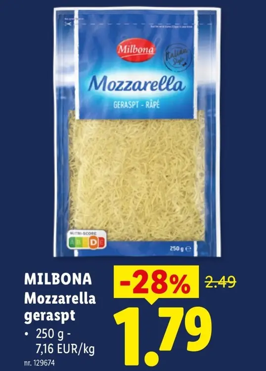 Promotie: Mozzarella geraspt