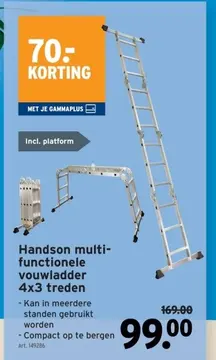 Aanbieding: Handson multi-functionele vouwladder 4x3 treden